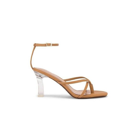 RAYE Portia Heels Tan Faux Leather Clear
